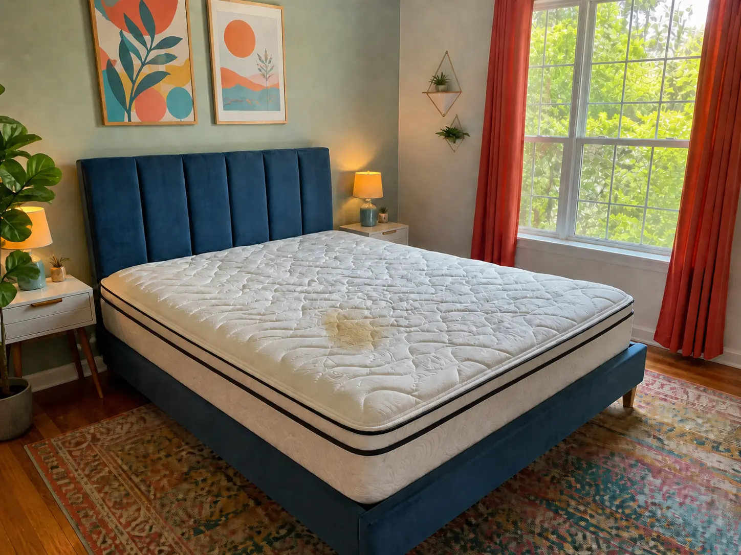 Matelas blanc - Tache d'animal — avant nettoyage