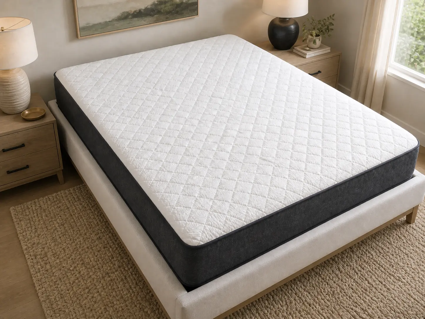 Matelas blanc - Auréoles — après nettoyage vapeur